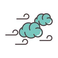 weather clouds wind forecast line and fill style vector