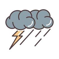 weather stormy thunder and rain season line and fill style vector