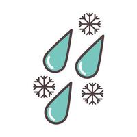 weather cloud winter snowflake and rain line and fill style vector