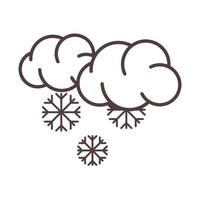 weather winter clouds and snowflakes snow season cold line icon style vector