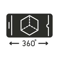 realidad aumentada simulación de teléfono inteligente estilo de silueta de 360 grados vector