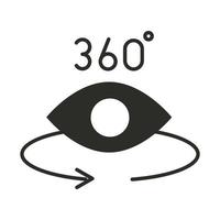 Ojo de realidad aumentada con flecha giratoria y estilo de silueta de 360 grados vector