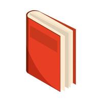 icono de lectura y aprendizaje de libro rojo de pie cerca vector