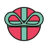 happy birthday top view present box with bow celebration party line and fill style vector