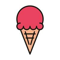 ice cream cone in the waffle celebration party line and fill style vector