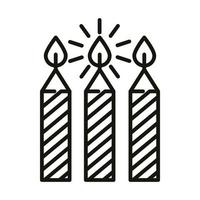 happy birthday striped candles decoration celebration party line icon style vector