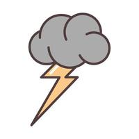 weather cloud lightning storm nature line and fill style vector