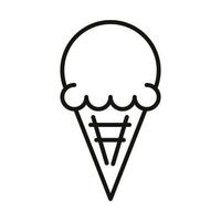 cono de helado en el estilo de icono de línea de fiesta de celebración de gofres vector