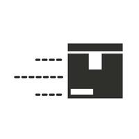 Icono de silueta de carga de caja de cartón de entrega rápida vector