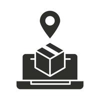 online delivery laptop tracking order pin silhouette icon vector