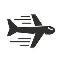 Icono de silueta de transporte de avión de entrega rápida vector