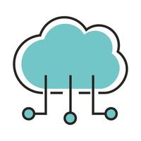 digital marketing cloud computing line and fill vector