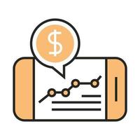 digital marketing smartphone website analytics money line and fill vector