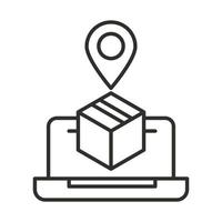 online delivery laptop tracking order pin line style design vector