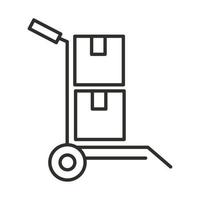 delivery handcart cardboard boxes line style design vector
