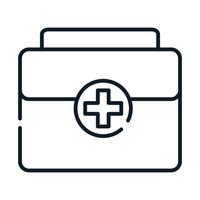 botiquín médico de salud icono de línea de equipo de primeros auxilios vector