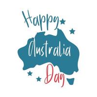 australia day handwritten text and map vector