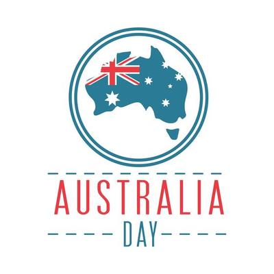 australia day map with flag round frame
