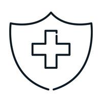 icono de línea de protección cruzada de escudo médico de salud vector