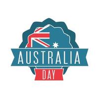 australia day flag in stamp round style with ribbon vector