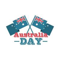 australia day crossed flags and lettering on white background vector