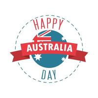 australia day round flag and ribbon event national vector