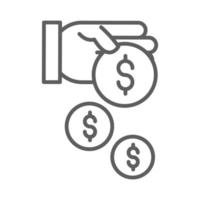 hands with falling coins money shopping commerce in thin line style vector
