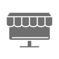 online shopping computer store commerce in silhouette style icon vector