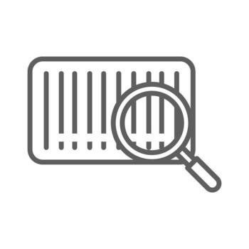 búsqueda de código de barras de comercio comercial en estilo de línea fina vector
