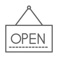 shopping open board door commerce in thin line style vector
