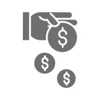 hands with falling coins money shopping commerce in silhouette style icon vector