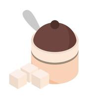 sugar bowl and cubes isometric icon design vector