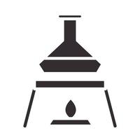 biology beaker on burner science element silhouette icon style vector