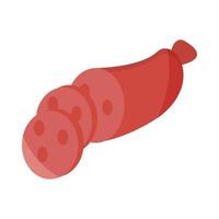 Cortar rodajas de menú de comida de salchicha en icono plano de dibujos animados vector