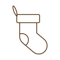feliz navidad calcetín decoración icono de línea de dibujos animados vector