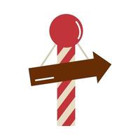 striped pole with arrow guide cartoon flat icon vector