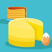 breakfast cheese, egg and pancake vector
