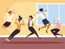 excited businesswomen in the office vector