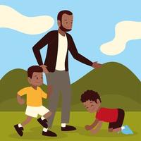 dad playing with kids vector