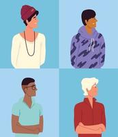 young men in diverse group set vector