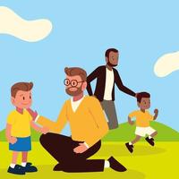 fathers with their kids vector