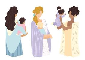 portrait of mothers and babies vector