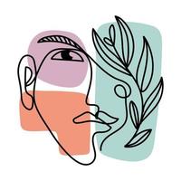 abstract face and flower vector