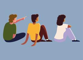 people sitting on the floor vector