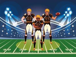 team of american football players, sportsmen with uniforms vector