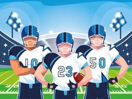 team of american football players, sportsmen with uniforms vector