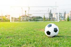 Soccer ball on the ball field photo