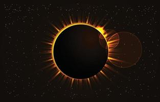 Realistic Space Solar Eclipse Scene vector