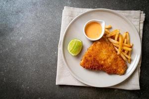 Fried fish and potato chips photo