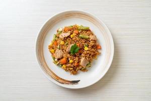 Fried rice with pork and vegetables photo